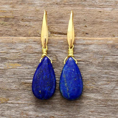 Blue Echo Lapis Teardrop Earrings-Your Soul Place